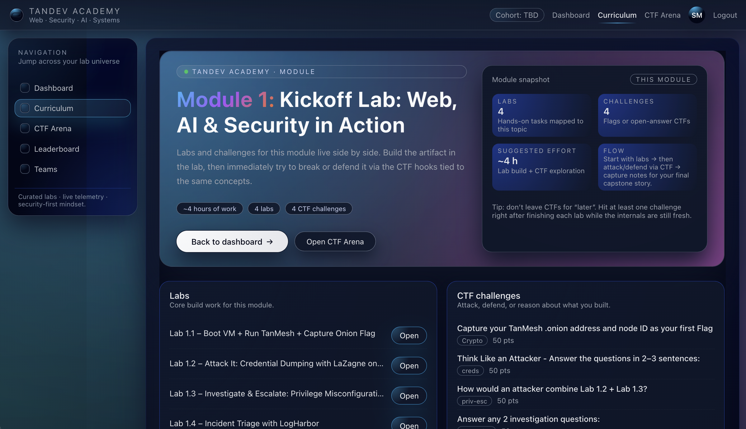 TanDev Academy labs and hands-on practice